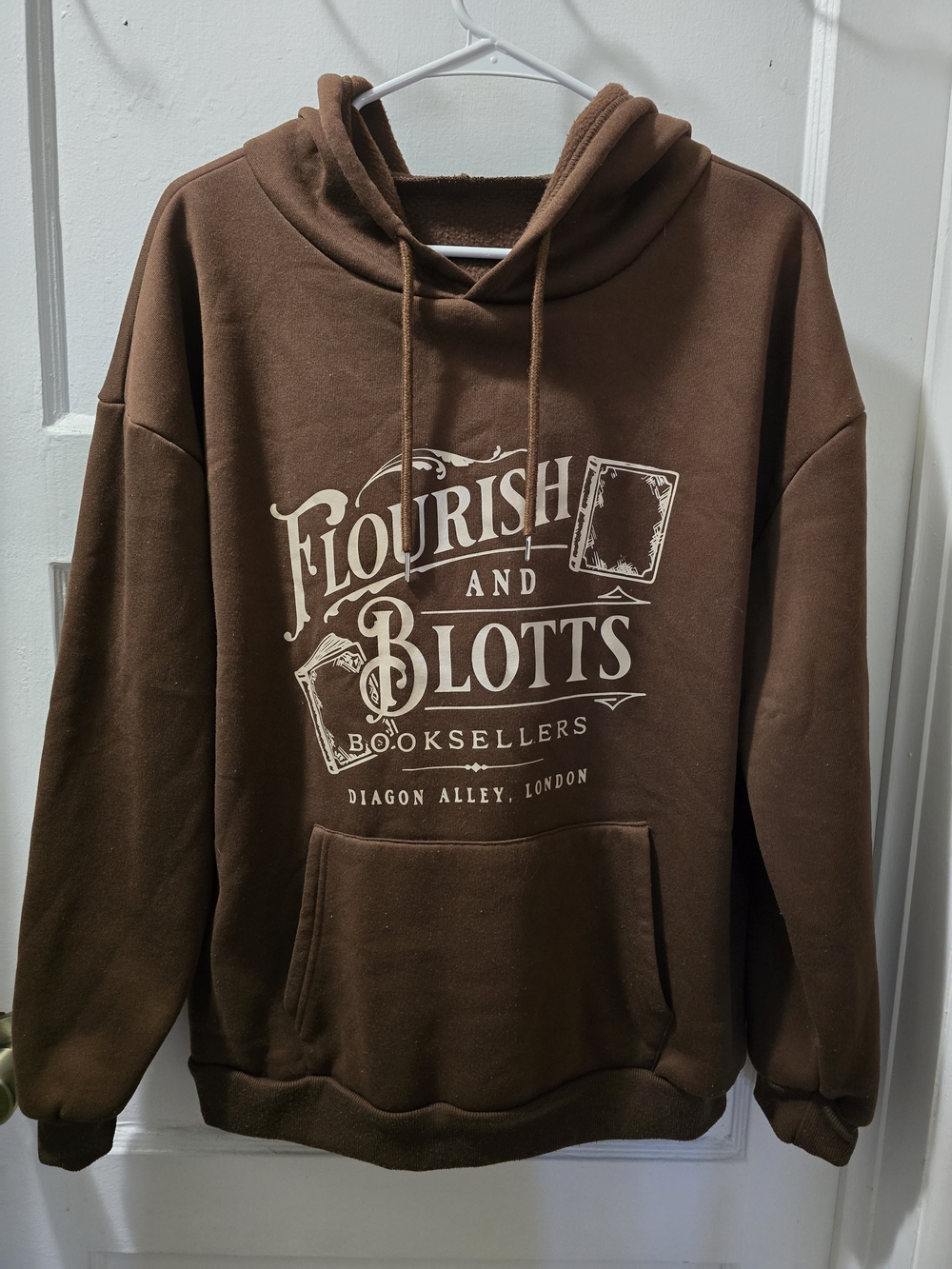 Flourish and Blotts Harry Potter Brown Hoodie Sweatshirt - Picture 1 of 3